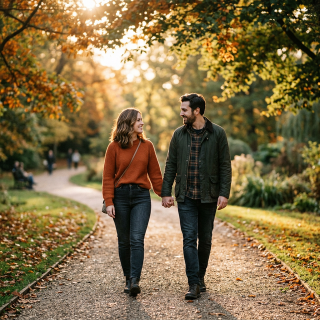 Couple walking in the park